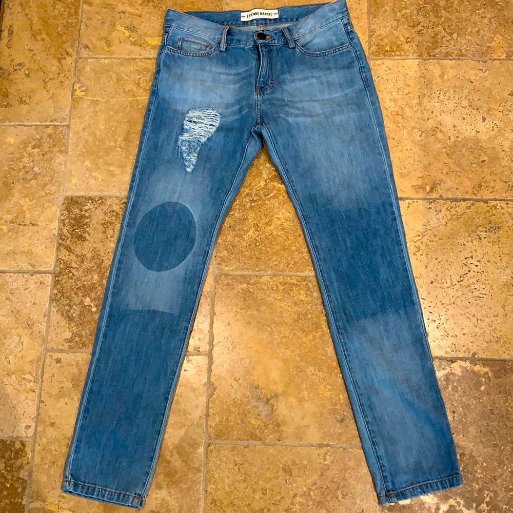 Etienne Marcel Distressed Light Wash Jeans!